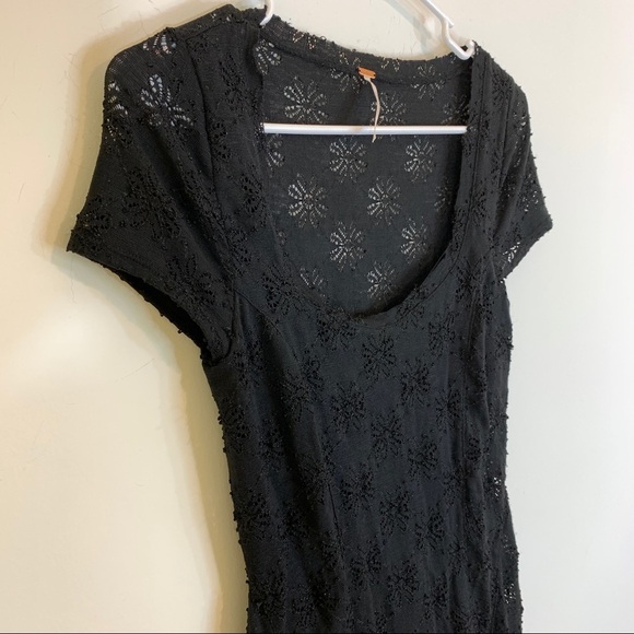 Free People Daisy Godet Slip Dress Black Lace - Picture 13 of 14